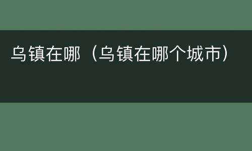 乌镇在哪（乌镇在哪个城市）