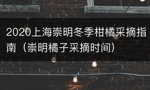 2020上海崇明冬季柑橘采摘指南（崇明橘子采摘时间）