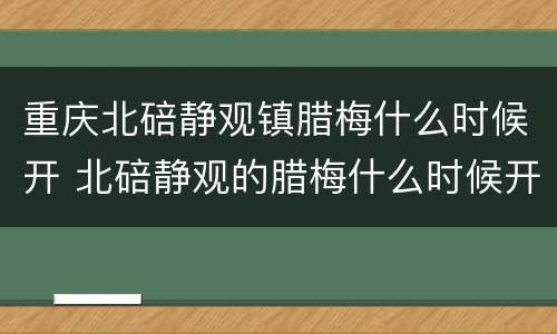 重庆北碚静观镇腊梅什么时候开 北碚静观的腊梅什么时候开
