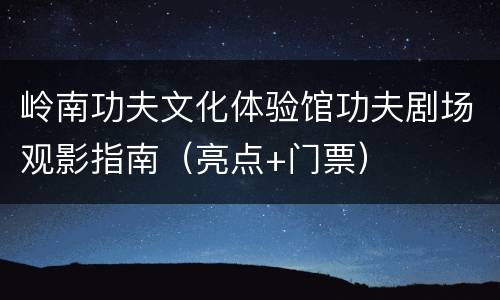 岭南功夫文化体验馆功夫剧场观影指南（亮点+门票）