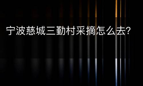 宁波慈城三勤村采摘怎么去？