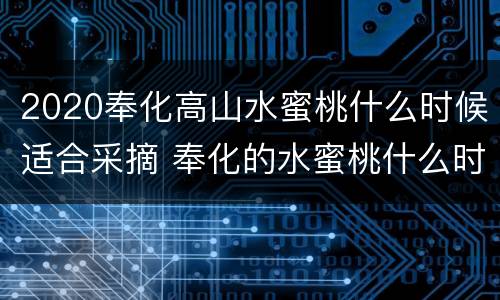 2020奉化高山水蜜桃什么时候适合采摘 奉化的水蜜桃什么时候可摘
