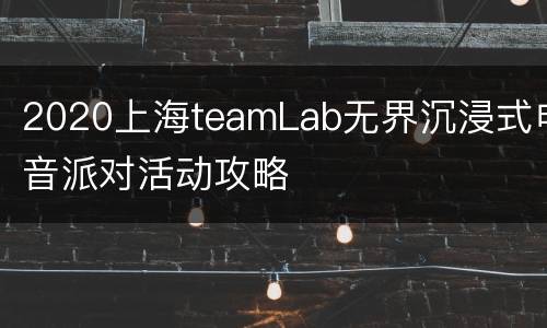 2020上海teamLab无界沉浸式电音派对活动攻略