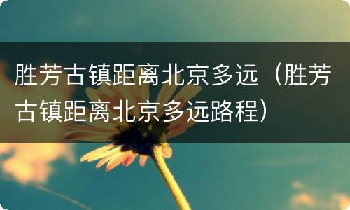胜芳古镇距离北京多远（胜芳古镇距离北京多远路程）