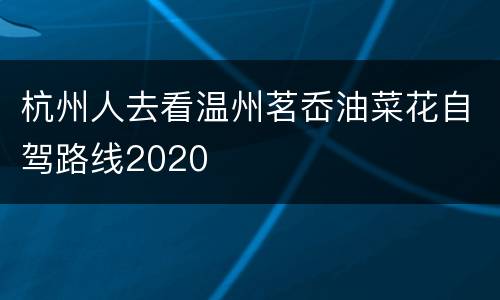 杭州人去看温州茗岙油菜花自驾路线2020