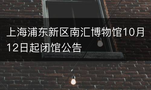 上海浦东新区南汇博物馆10月12日起闭馆公告