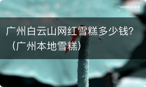 广州白云山网红雪糕多少钱？（广州本地雪糕）