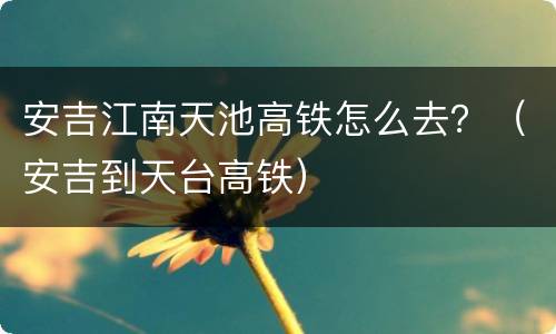 安吉江南天池高铁怎么去？（安吉到天台高铁）