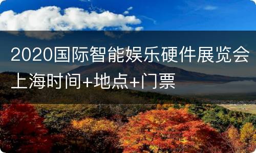 2020国际智能娱乐硬件展览会上海时间+地点+门票