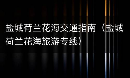 盐城荷兰花海交通指南（盐城荷兰花海旅游专线）