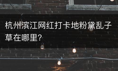 杭州滨江网红打卡地粉黛乱子草在哪里？