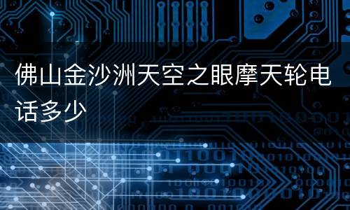 佛山金沙洲天空之眼摩天轮电话多少