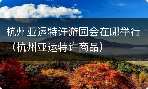 杭州亚运特许游园会在哪举行（杭州亚运特许商品）