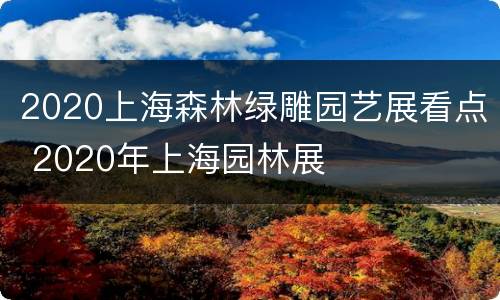 2020上海森林绿雕园艺展看点 2020年上海园林展