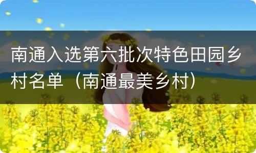 南通入选第六批次特色田园乡村名单（南通最美乡村）