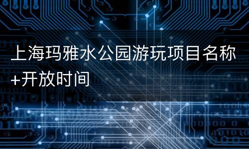 上海玛雅水公园游玩项目名称+开放时间