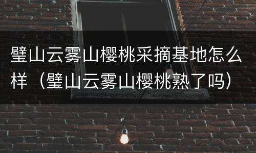 璧山云雾山樱桃采摘基地怎么样（璧山云雾山樱桃熟了吗）