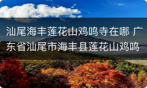 汕尾海丰莲花山鸡鸣寺在哪 广东省汕尾市海丰县莲花山鸡鸣寺