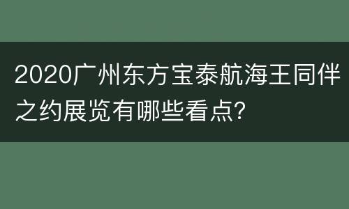 2020广州东方宝泰航海王同伴之约展览有哪些看点？