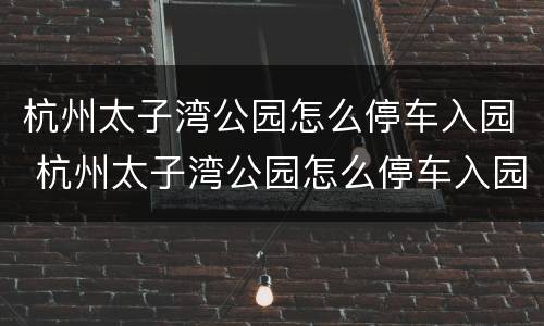 杭州太子湾公园怎么停车入园 杭州太子湾公园怎么停车入园的