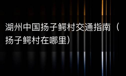 湖州中国扬子鳄村交通指南（扬子鳄村在哪里）