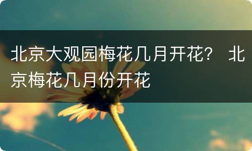北京大观园梅花几月开花？ 北京梅花几月份开花