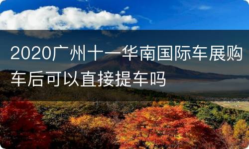 2020广州十一华南国际车展购车后可以直接提车吗