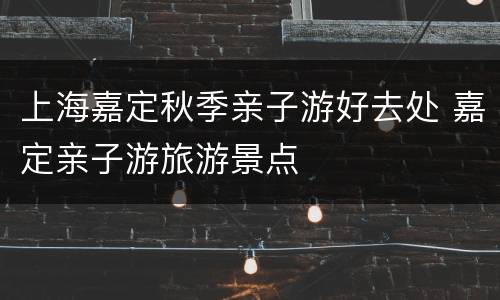 上海嘉定秋季亲子游好去处 嘉定亲子游旅游景点