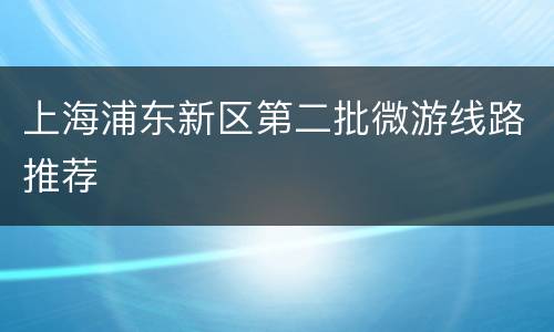 上海浦东新区第二批微游线路推荐