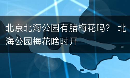 北京北海公园有腊梅花吗？ 北海公园梅花啥时开