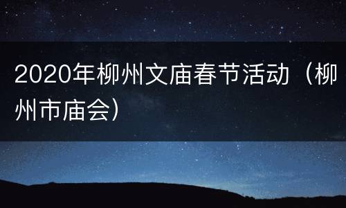 2020年柳州文庙春节活动（柳州市庙会）