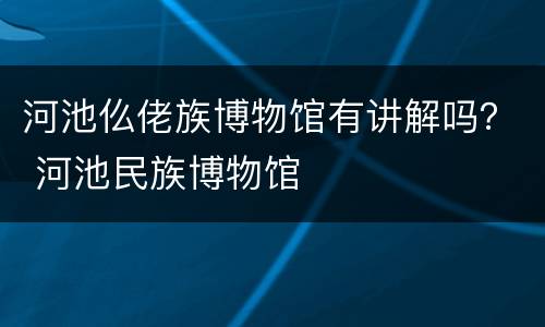 河池仫佬族博物馆有讲解吗？ 河池民族博物馆