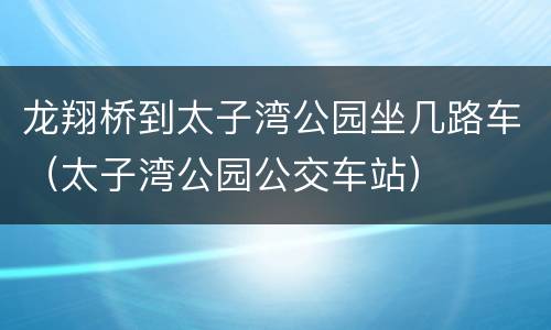 龙翔桥到太子湾公园坐几路车（太子湾公园公交车站）