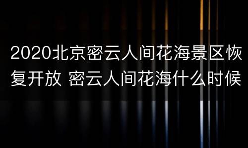 2020北京密云人间花海景区恢复开放 密云人间花海什么时候去好看