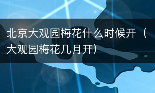 北京大观园梅花什么时候开（大观园梅花几月开）