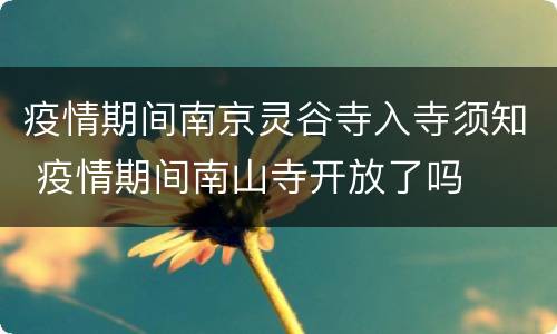 疫情期间南京灵谷寺入寺须知 疫情期间南山寺开放了吗