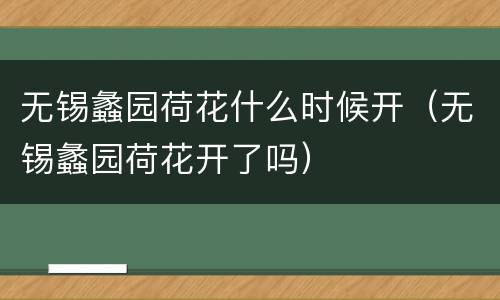 无锡蠡园荷花什么时候开（无锡蠡园荷花开了吗）