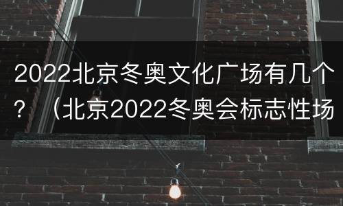 2022北京冬奥文化广场有几个？（北京2022冬奥会标志性场馆）