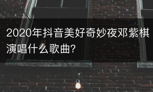 2020年抖音美好奇妙夜邓紫棋演唱什么歌曲？
