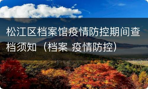 松江区档案馆疫情防控期间查档须知（档案 疫情防控）