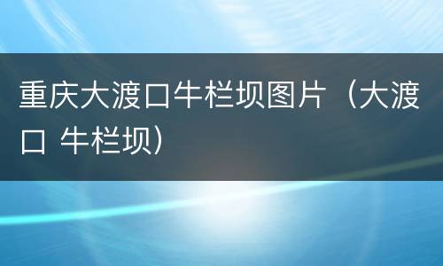 重庆大渡口牛栏坝图片（大渡口 牛栏坝）