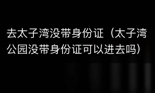 去太子湾没带身份证（太子湾公园没带身份证可以进去吗）
