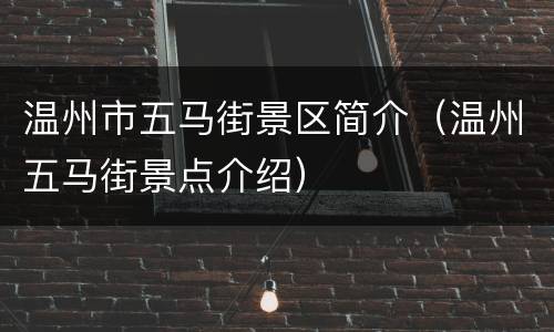 温州市五马街景区简介（温州五马街景点介绍）