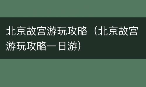 北京故宫游玩攻略（北京故宫游玩攻略一日游）