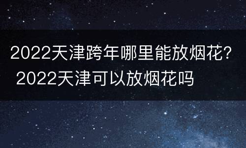 2022天津跨年哪里能放烟花？ 2022天津可以放烟花吗