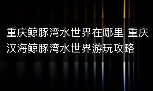 重庆鲸豚湾水世界在哪里 重庆汉海鲸豚湾水世界游玩攻略