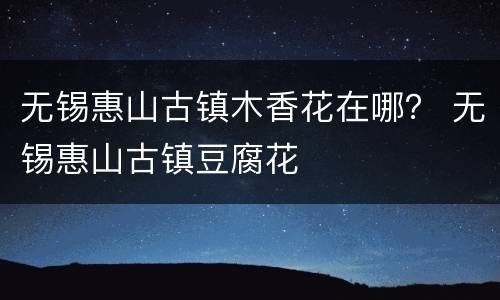 无锡惠山古镇木香花在哪？ 无锡惠山古镇豆腐花