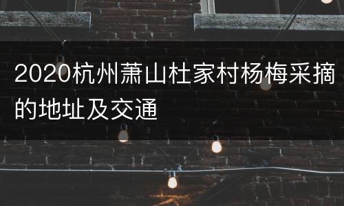 2020杭州萧山杜家村杨梅采摘的地址及交通