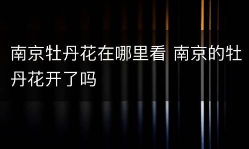 南京牡丹花在哪里看 南京的牡丹花开了吗