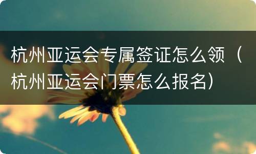 杭州亚运会专属签证怎么领（杭州亚运会门票怎么报名）